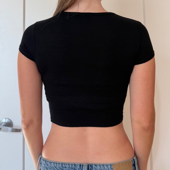 Black Cropped T-Shirt - Picture 3 of 3